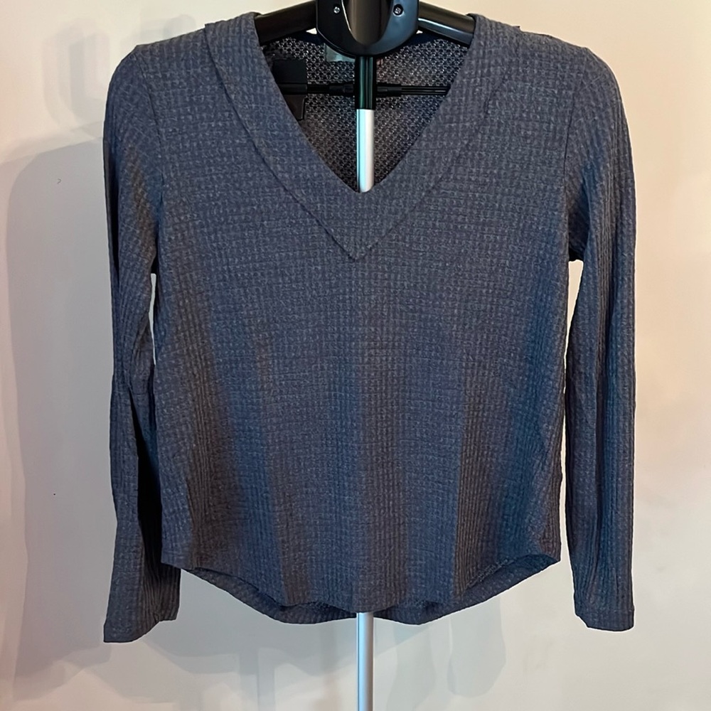 NWT - Altar'd State Navy V-Neck Waffle Top